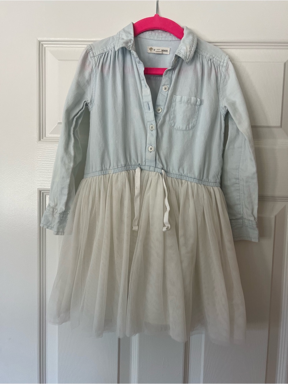 Tucker + Tate Light Blue Denim-Style Top with Cream Tulle Skirt